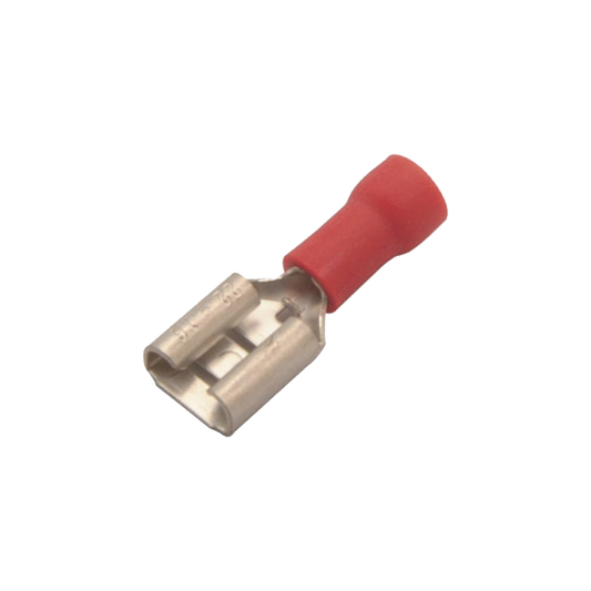 Terminal tipo hembra aislada 0.250 / 22 - 16 AWG / Rojo / Paquete de 25 piezas.