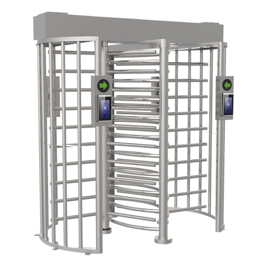 Torniquete DOBLE (2 Carriles) de Cuerpo Completo Bidireccional / Acero Inoxidable SUS304 / 30 Personas por Minuto / Interior y Exterior / Compatible con Reconocimiento Facial (Terminal no Incluida)