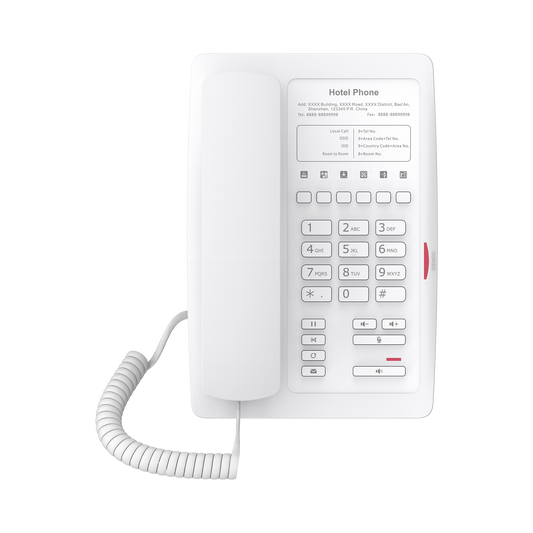 Teléfono IP WiFi para Hotelería, profesional con 6 teclas programables para servicio rápido (Hotline), plantilla personalizable con PoE