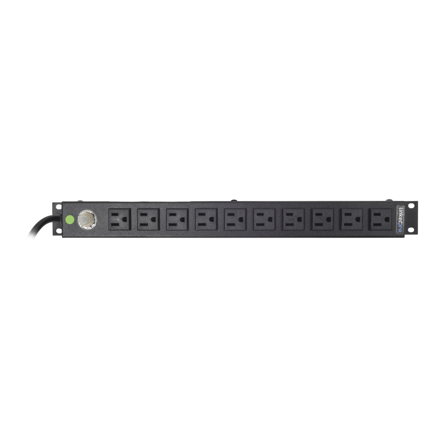 Tomacorriente Horizontal (PDU) de 10 Contactos (NEMA 5-15R) Rack 19" 1UR. Voltaje Entrada/Salida: 120Vca/15A