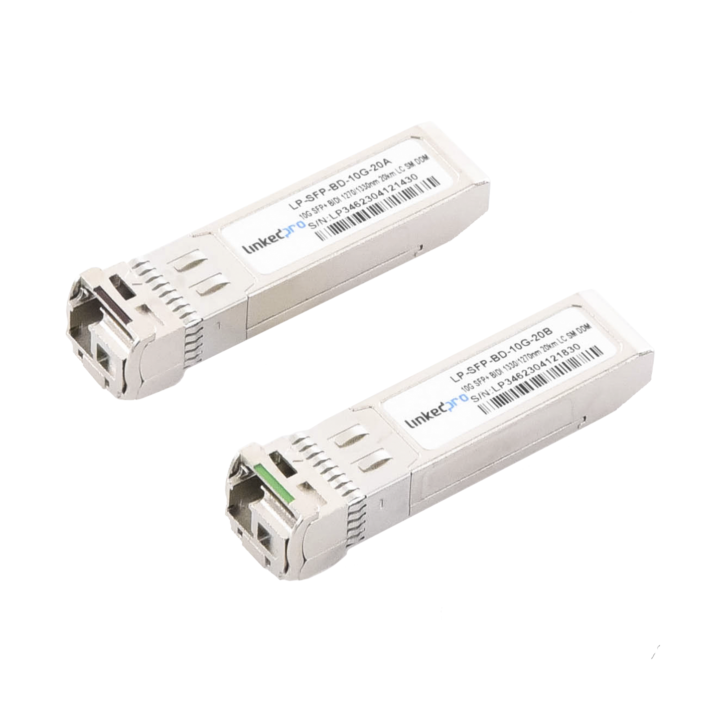 Transceptores Bidireccionales SFP+ (Mini-Gbic) / Monomodo / 10 Gbps de velocidad / Conector LC / Hasta 20 km de Distancia / 2 Piezas