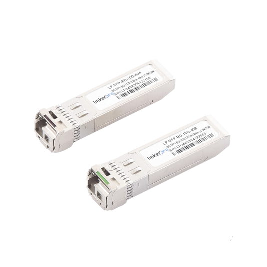 Transceptores Bidireccionales SFP+ (Mini-Gbic) / Monomodo / 10 Gbps de velocidad / Conector LC / Hasta 40 km de Distancia / 2 Piezas