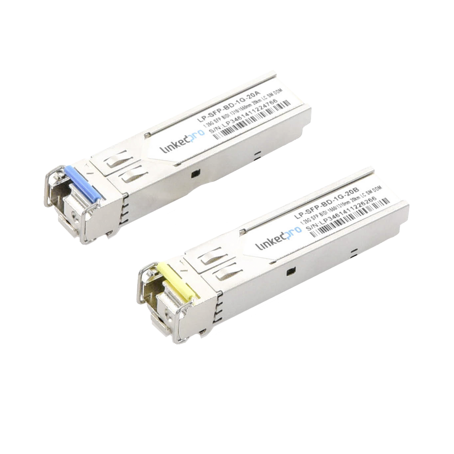 Transceptores Bidireccionales SFP (Mini-Gbic) / Monomodo / 1.25 Gbps de velocidad / Conector LC / Hasta 20 km de Distancia / 2 Piezas