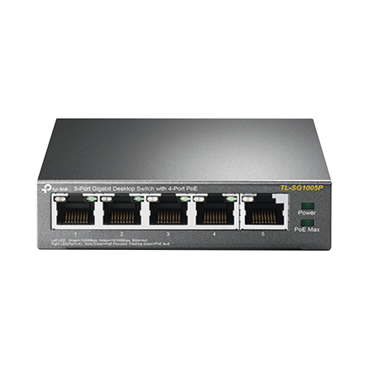 Switch PoE Gigabit de 5 puertos, con 4 puertos PoE 802.3af/at de hasta 56 W