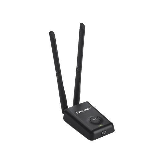 Adaptador de alta potencia USB  inalámbrico N 300 Mbps 2.4 GHz con 2 antenas externas de 5 dBi