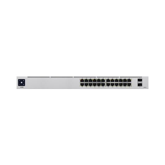 UniFi Switch USW-24-POE Gen2, Capa 2 de 24 puertos (16 puertos PoE 802.3af/at + 8 puertos Gigabit) + 2 puertos 1G SFP, 95W, pantalla informativa